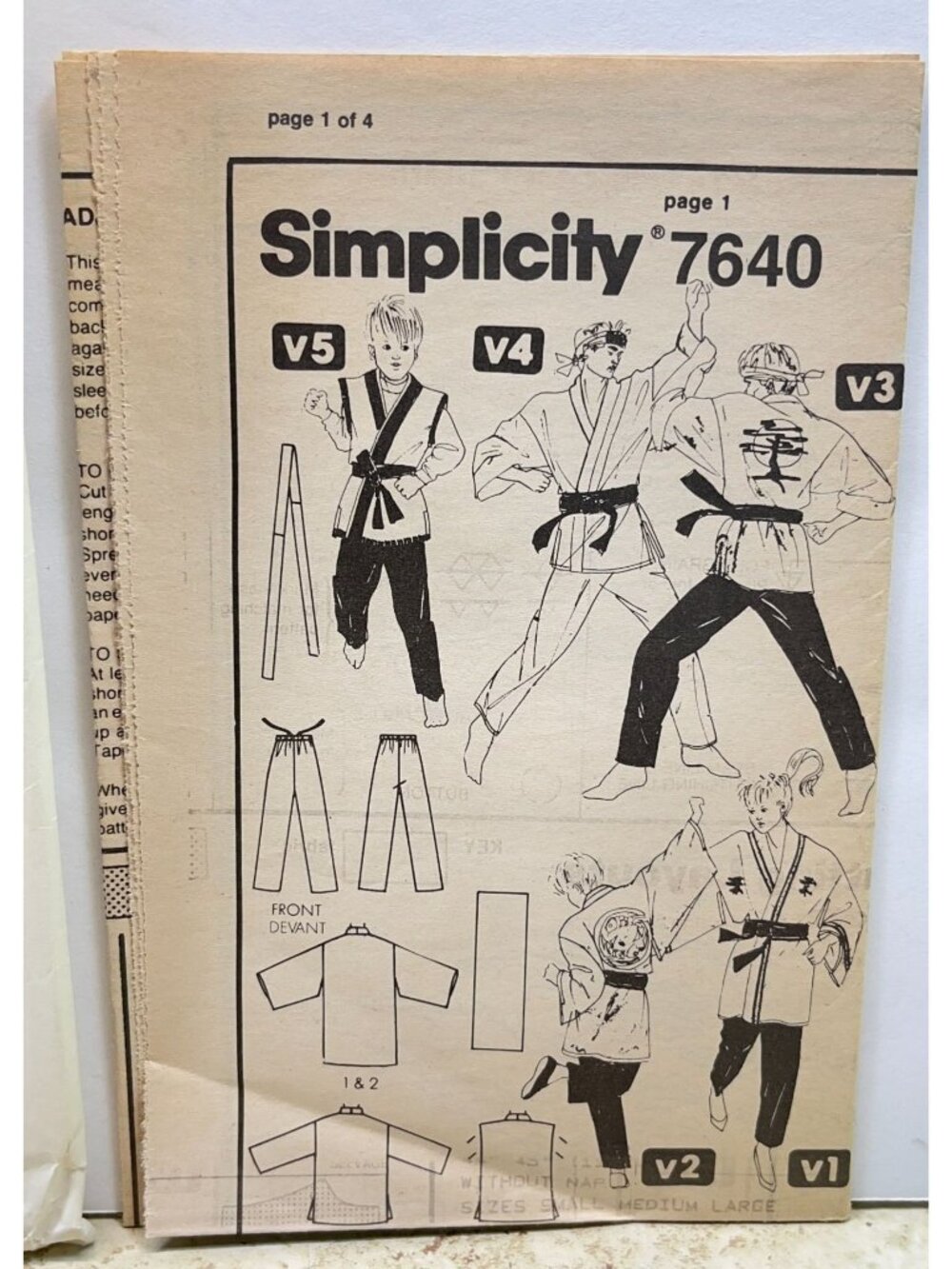 Simplicity 7640 Sewing Pattern Karate Kid Kimono Set Boys Girls All Sizes Uncut - Picture 4 of 10
